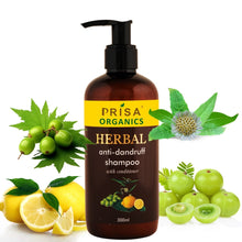 Load image into Gallery viewer, Prisa Organics Herbal Anti Dandruff Shampoo With Conditioner, 300 ml
